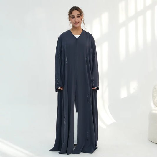Luxury Hand-Beaded Abaya – Elegant Open Front Kaftan