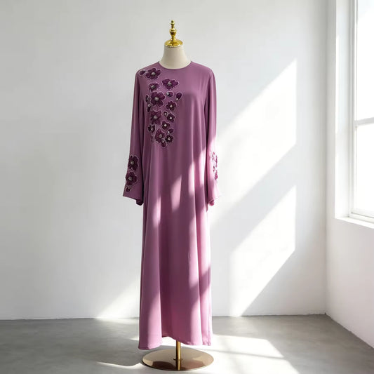 Amara Luxury Floral Beaded Applique Abaya