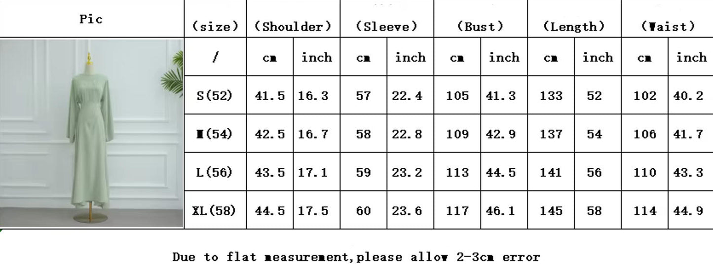 Eid Modest Nida Closed Abaya Long Sleeve Maxi Dress with Belt