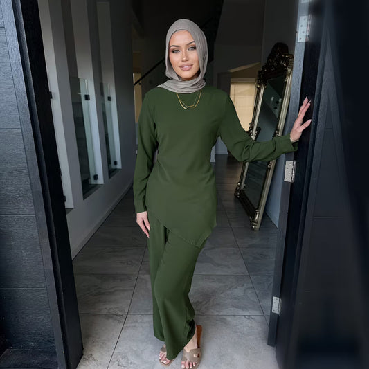 2026 Modest 2 Piece Abaya Set Daily Wear– Top & Pants