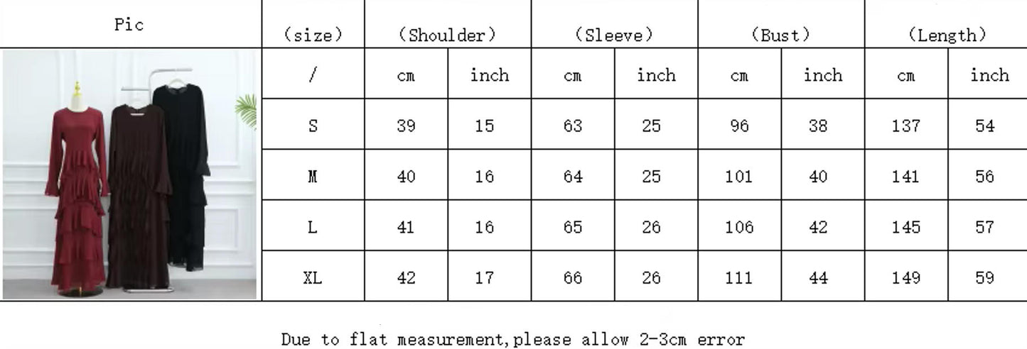 Premium Double-Layer Chiffon Ruffle Abaya | Elegant Maxi Dress