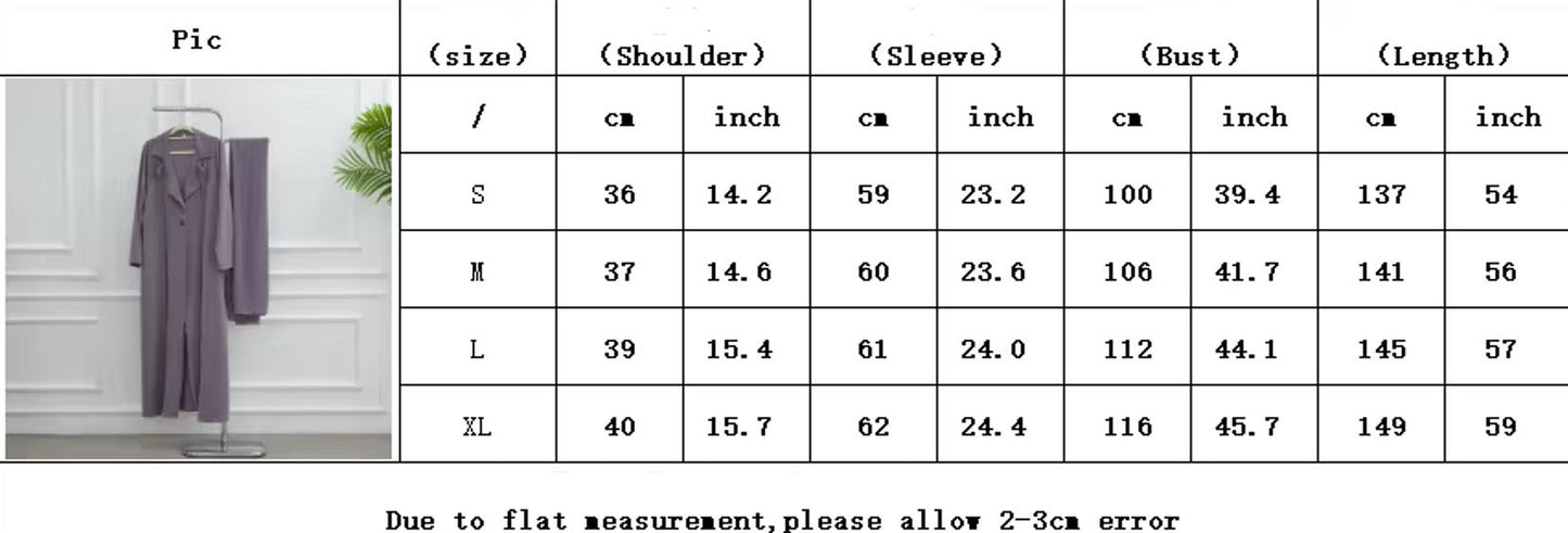 Nura Elegant Front Open Abaya Coat with Chiffon Hijab – 2 Piece Modest Set