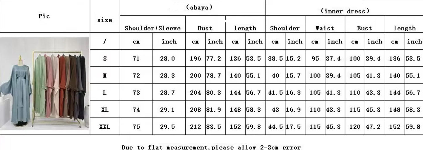 Eid Luxury Satin 2-Piece Abaya Set – Modest Kimono Abaya for Women