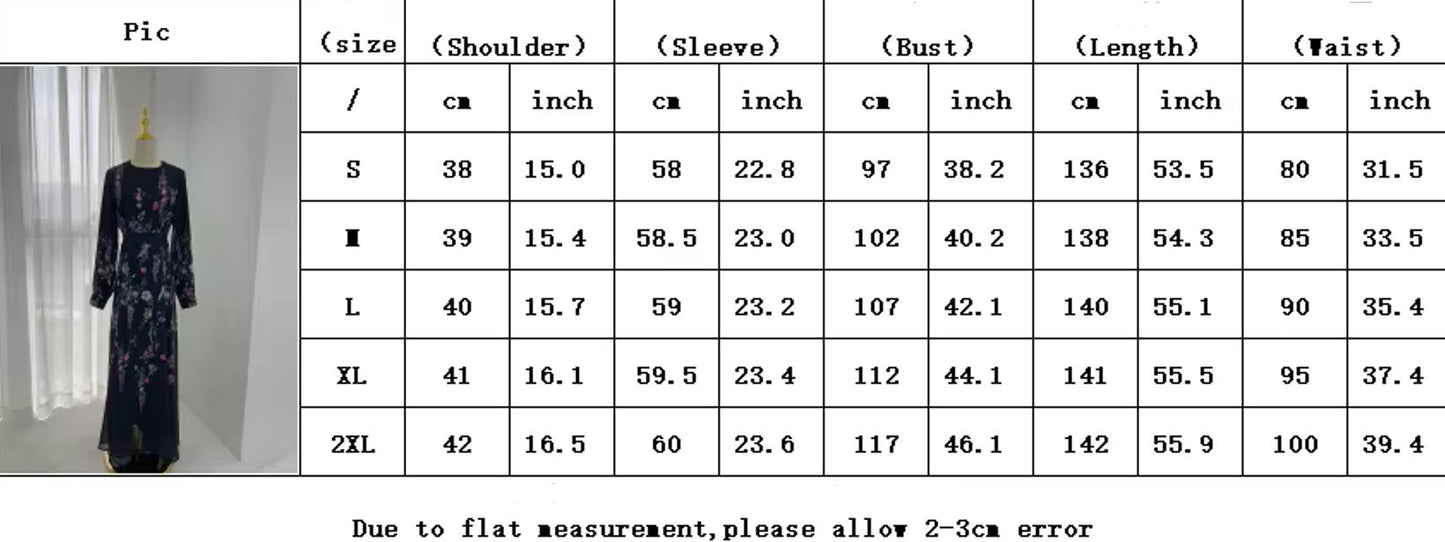 Nura Chiffon Printed Modest Abaya | Lightweight Summer Dress