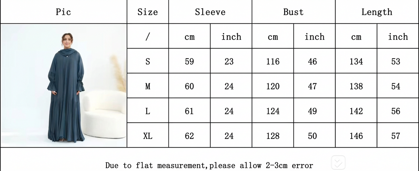 Nura Front Open Abaya Set with Hijab – Modest Viscose & Linen Dress