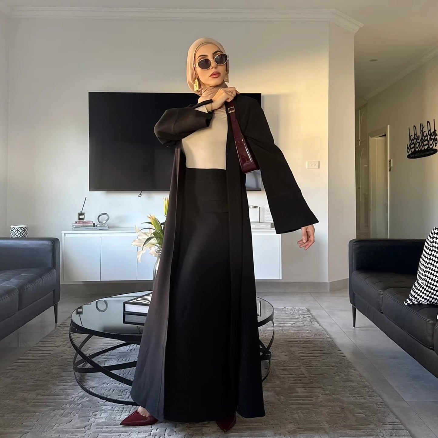 New Modest 2-Piece Abaya Set – Cardigan & Skirt