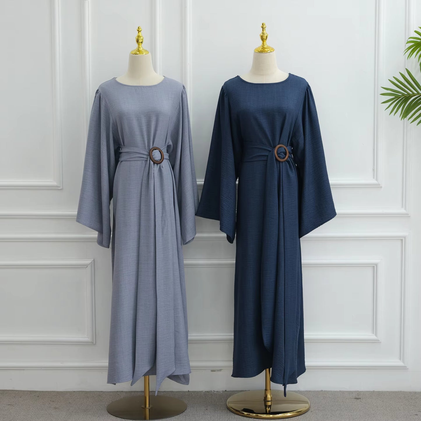 Summer Modest Abaya for Women – Removable Belt Islamic Maxi Dress