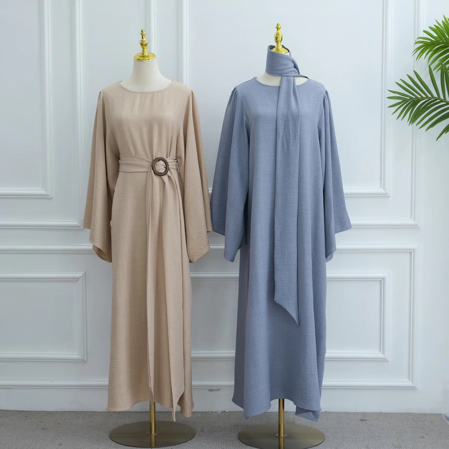 Summer Modest Abaya for Women – Removable Belt Islamic Maxi Dress