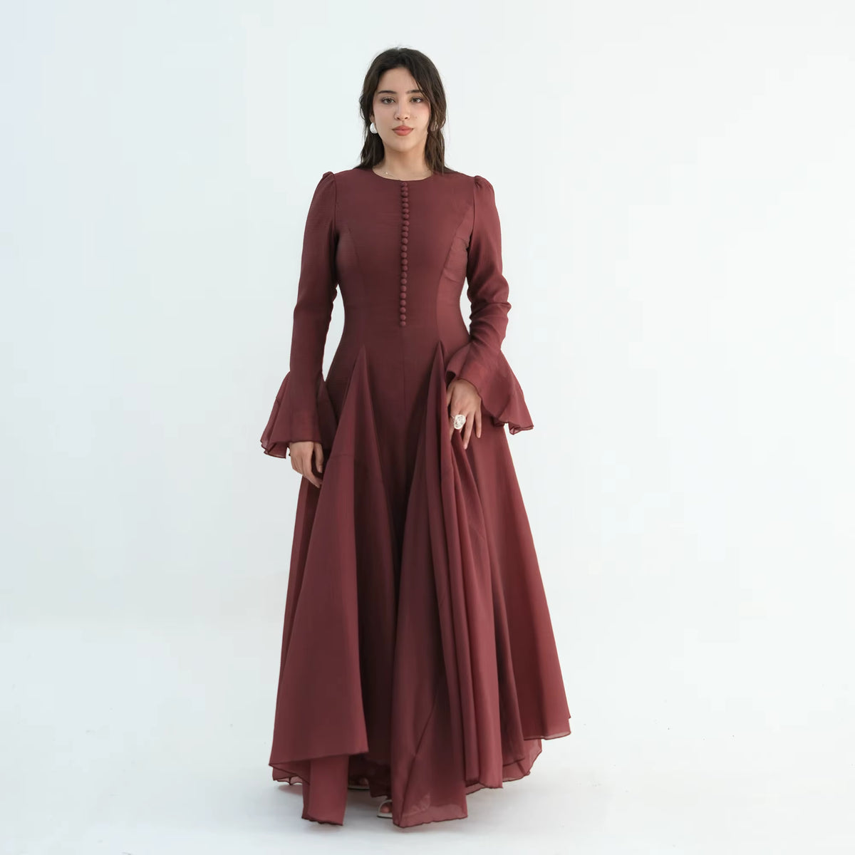 Amina Flare Cuff Maxi Abaya Dress