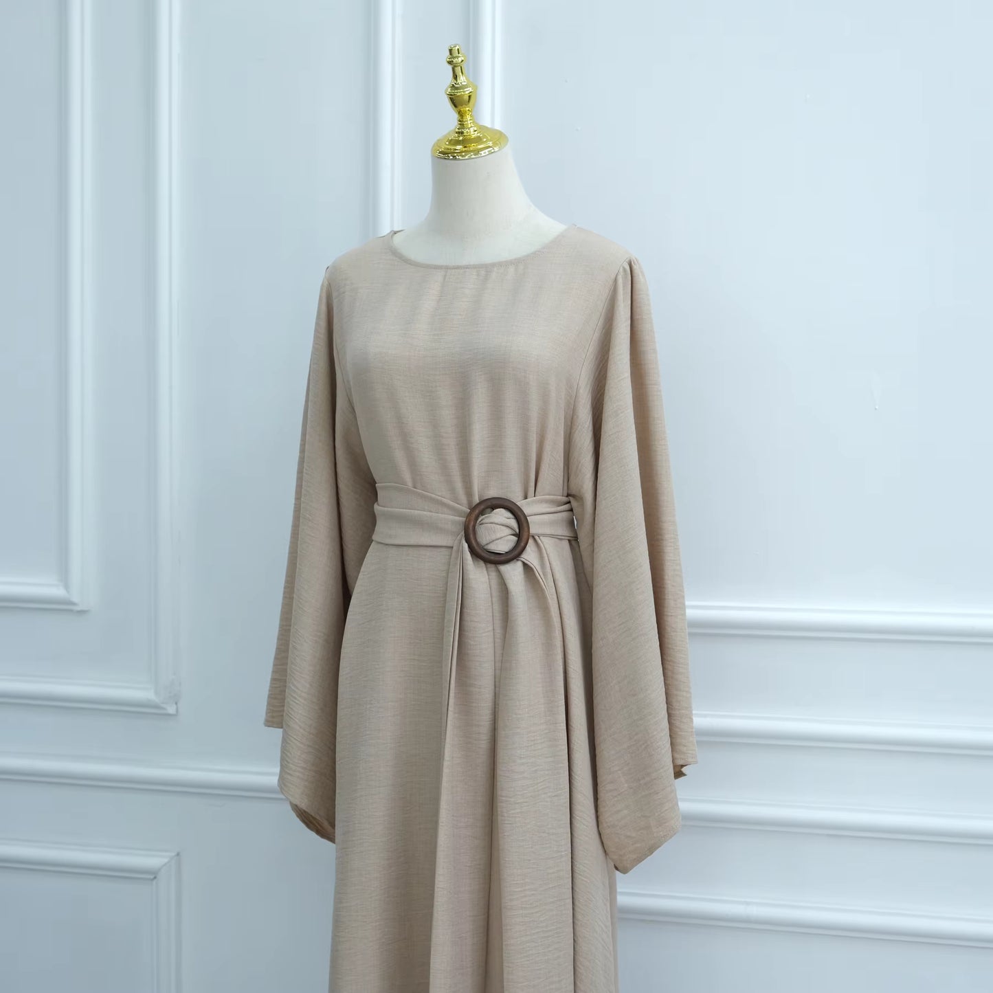 Summer Modest Abaya for Women – Removable Belt Islamic Maxi Dress