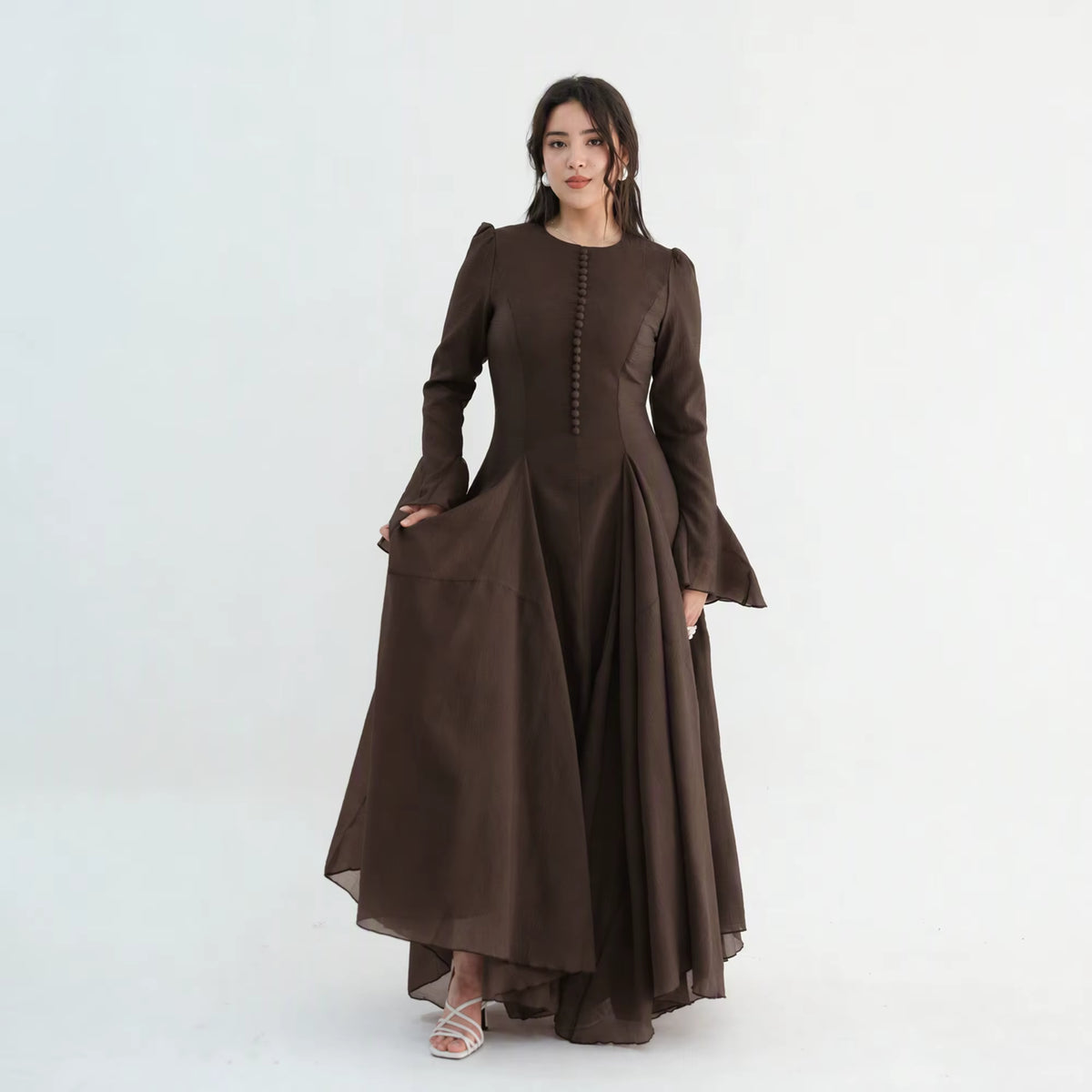 Amina Flare Cuff Maxi Abaya Dress