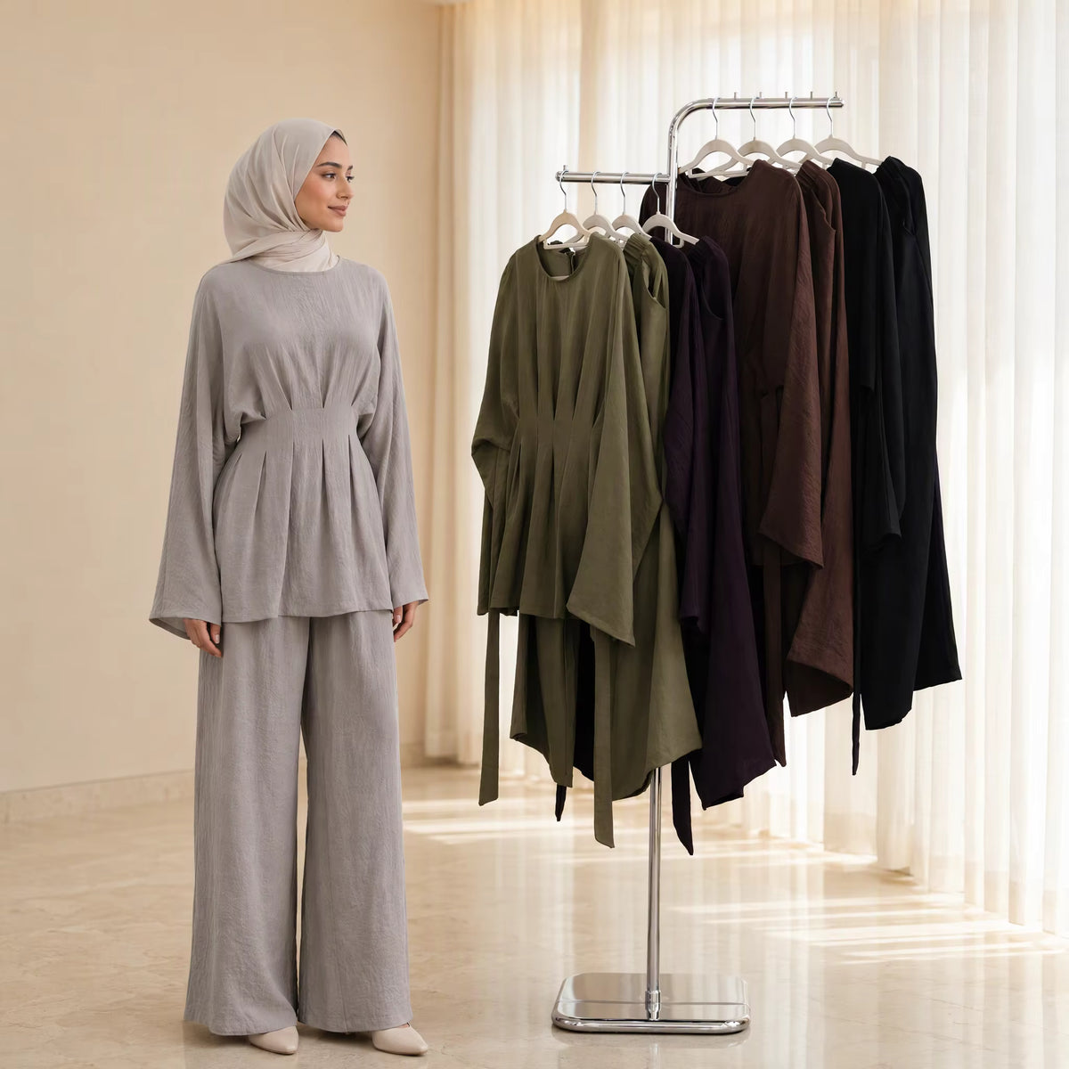 Viscose Shirt & Wide-Leg Pants Set