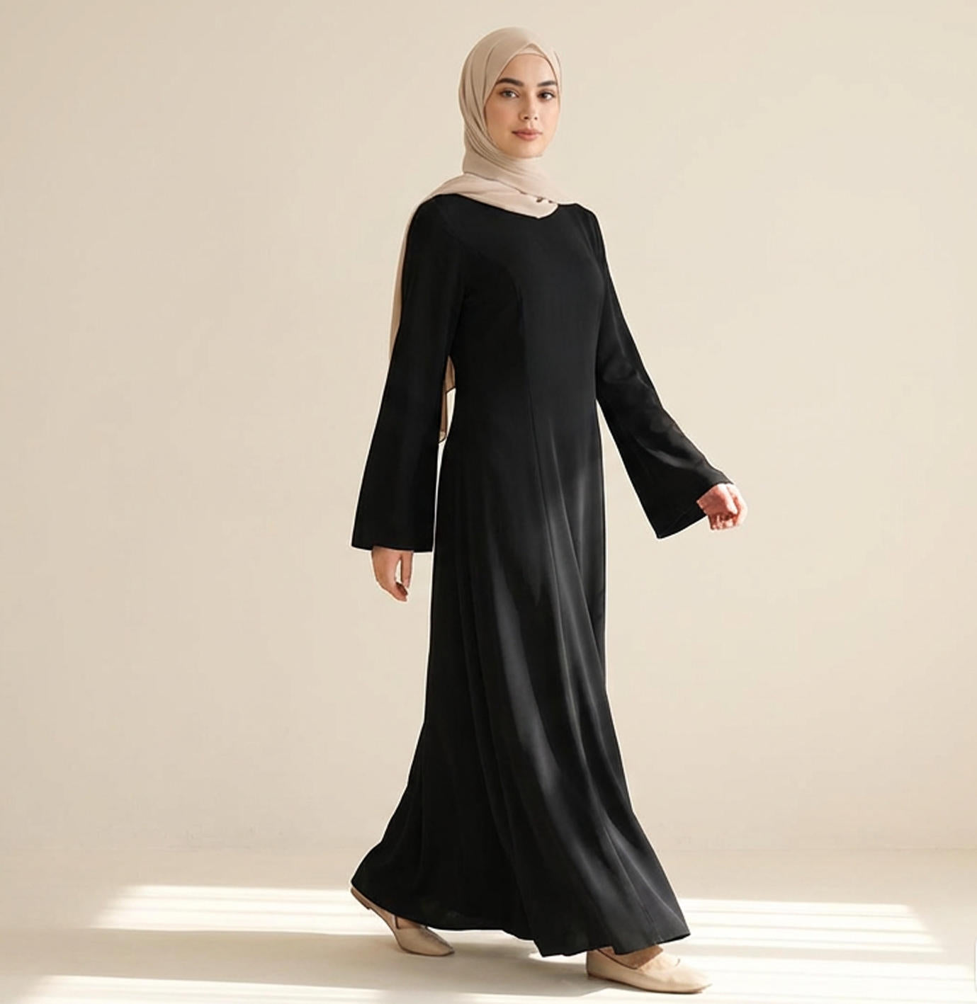 Premium Nida Closed Abaya with Back Ties | Elegant Daily Wear