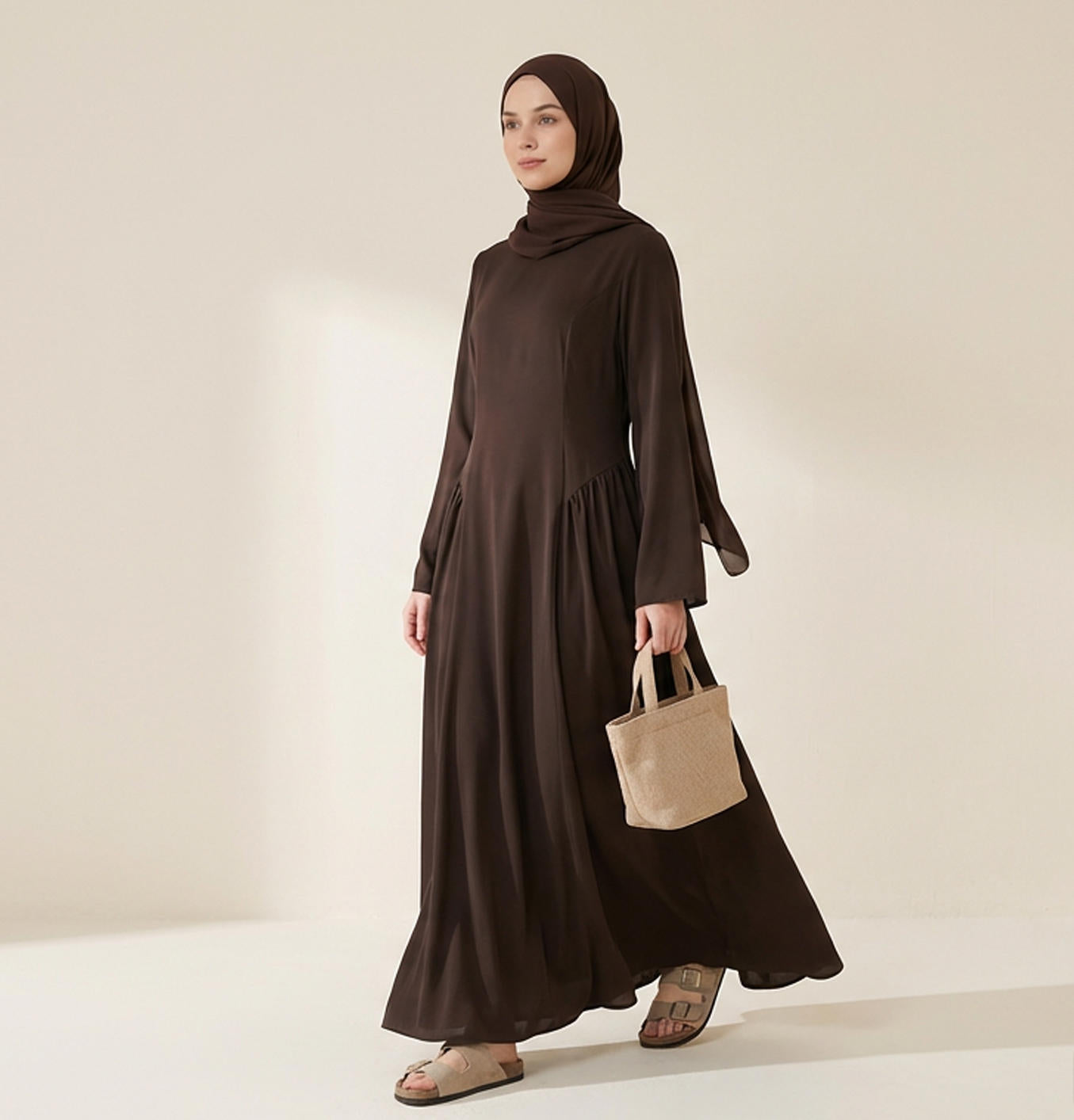 Premium Nida Closed Abaya with Back Ties | Elegant Daily Wear
