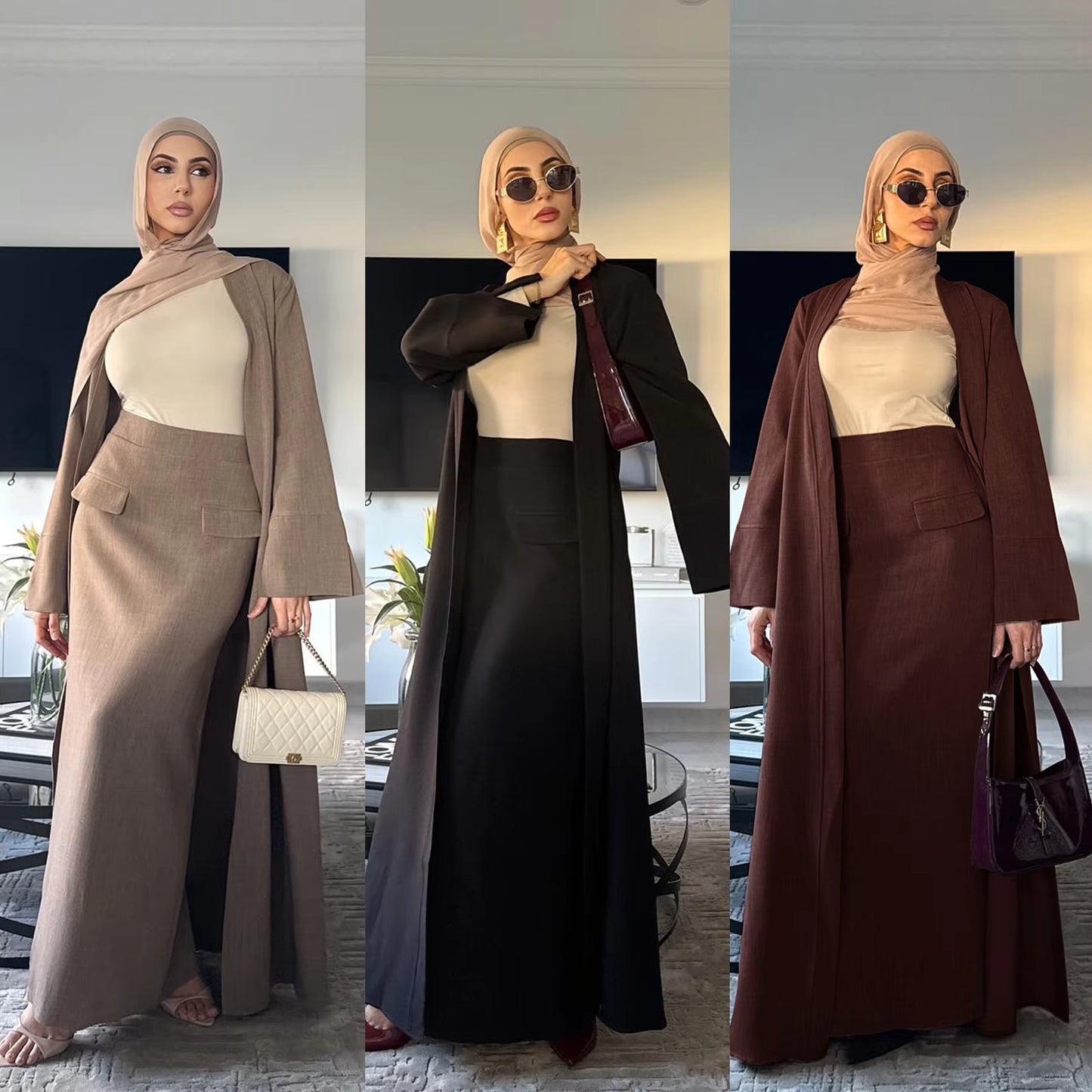 New Modest 2-Piece Abaya Set – Cardigan & Skirt