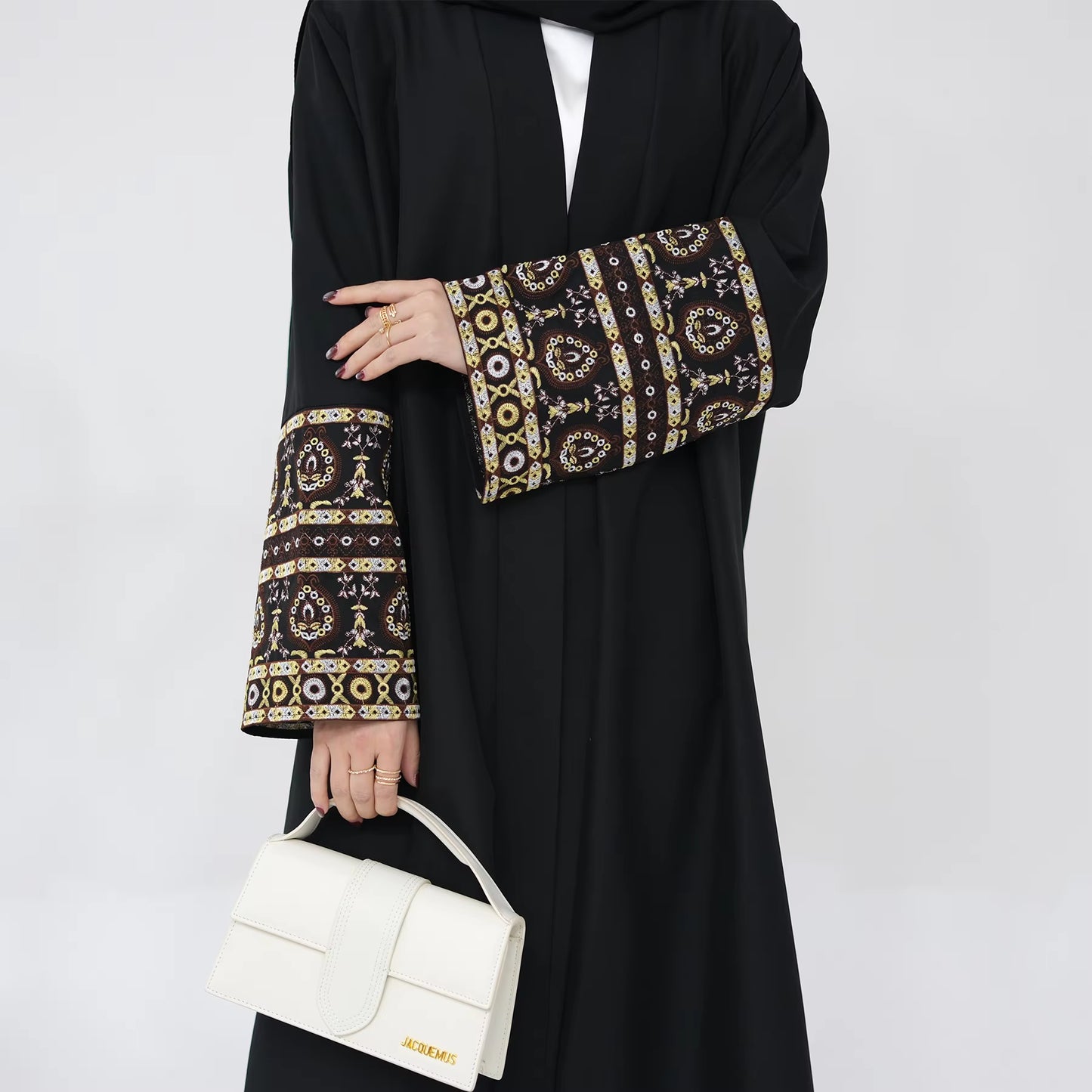 Open Front Embroidered Abaya – Women’s Modest Kimono