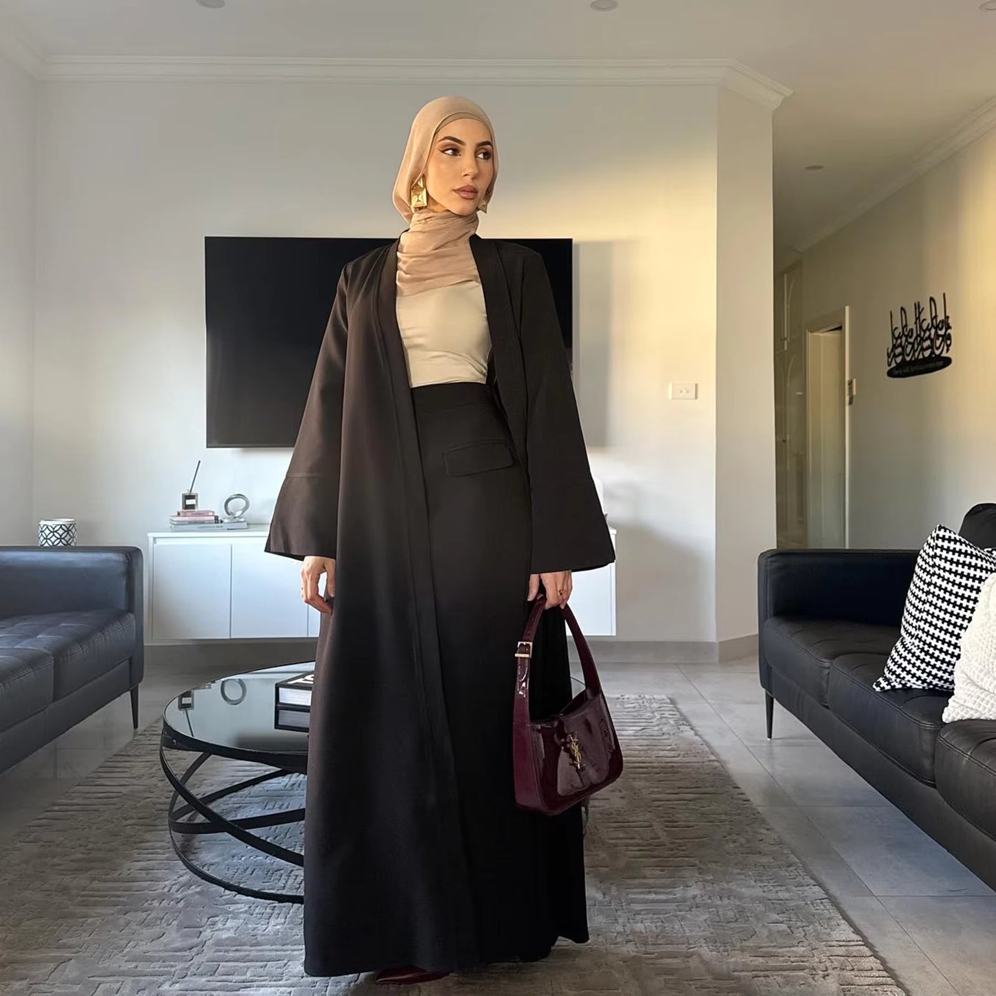 New Modest 2-Piece Abaya Set – Cardigan & Skirt