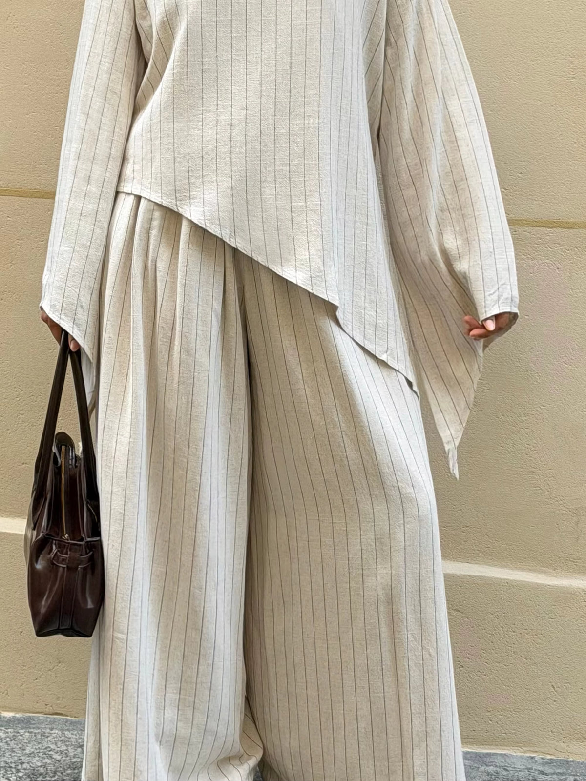 Hana Striped Linen-Blend Two-Piece Set