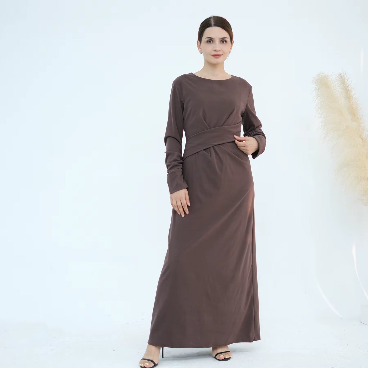VELA Belted Velvet Abaya