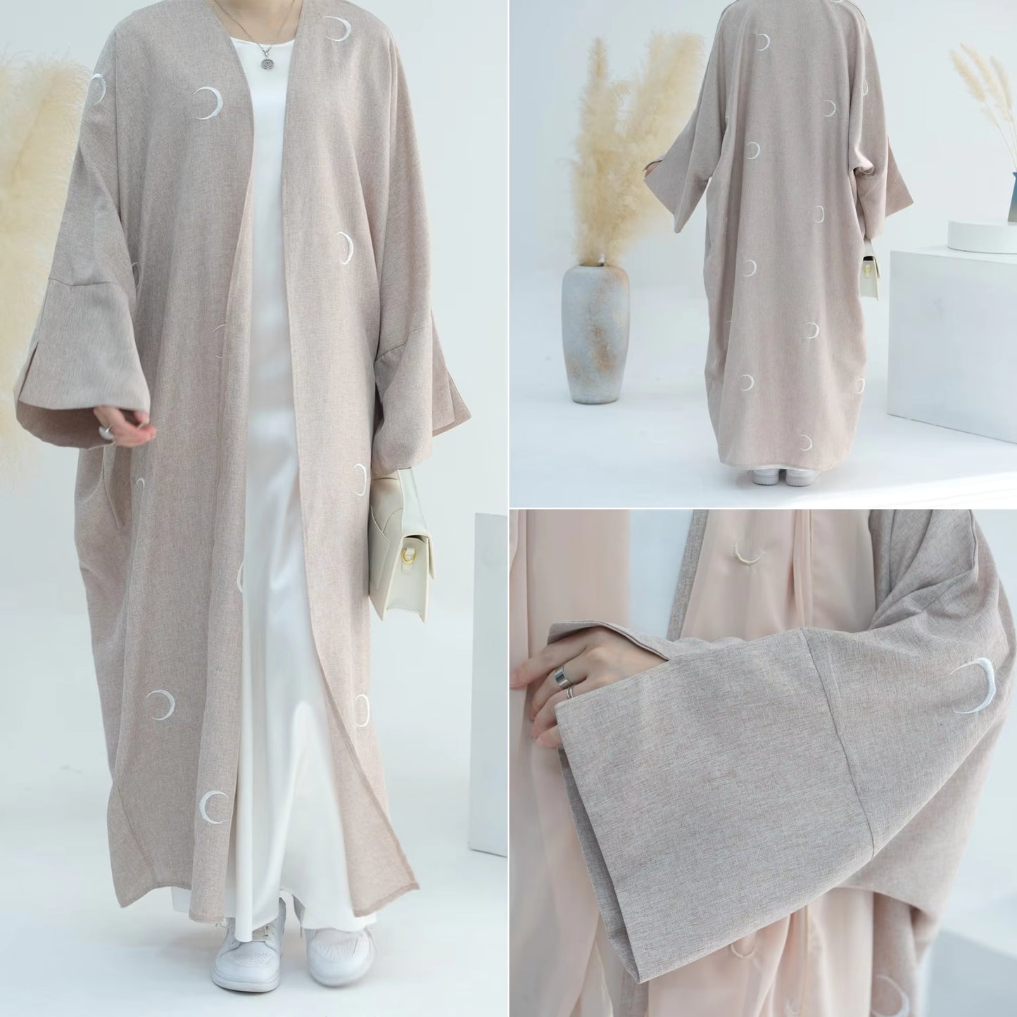 Moon Embroidered Open Abaya