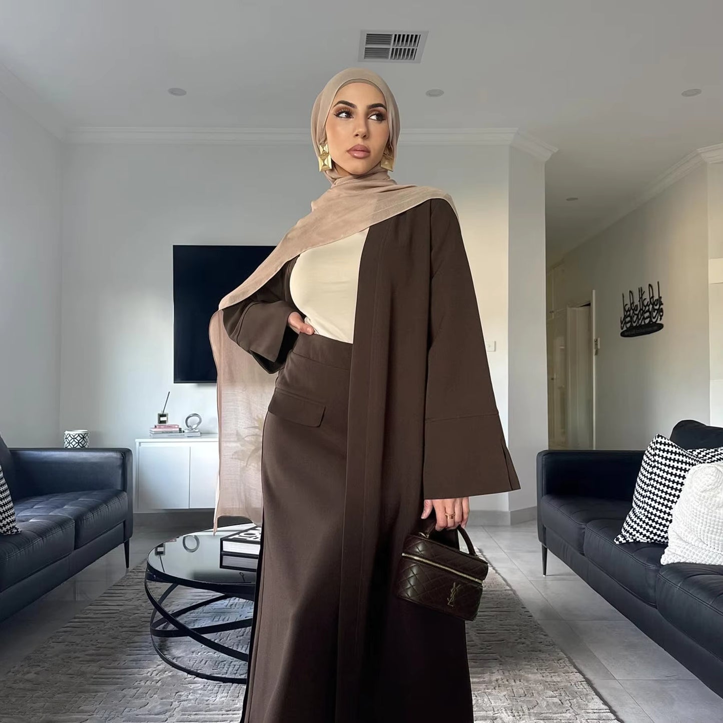 New Modest 2-Piece Abaya Set – Cardigan & Skirt