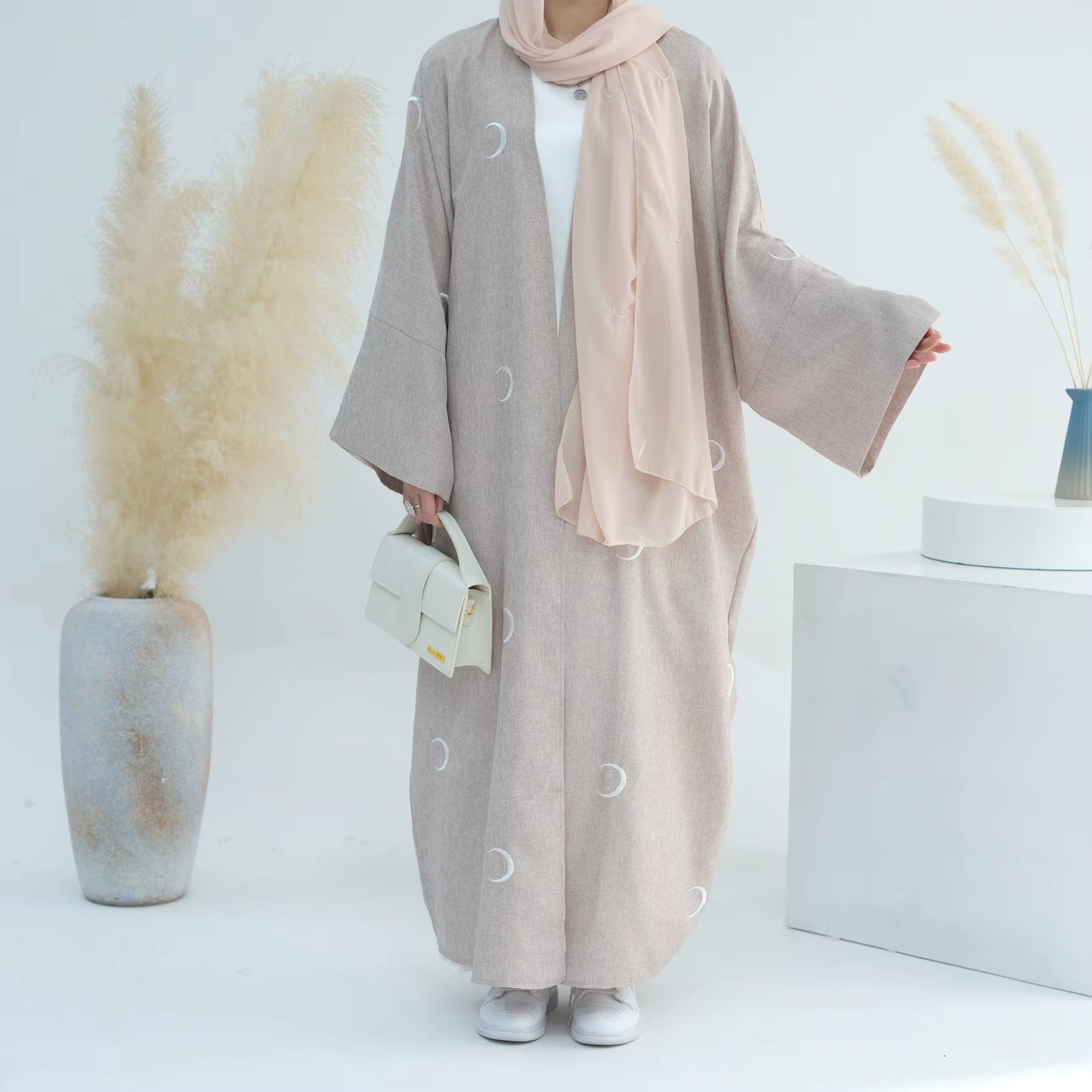 Moon Embroidered Open Abaya