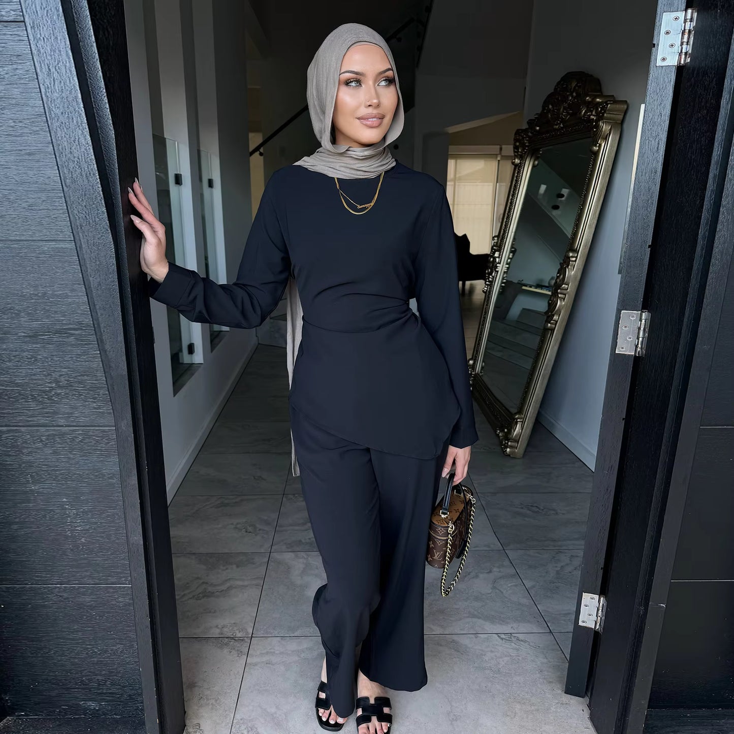 2026 Modest 2 Piece Abaya Set Daily Wear– Top & Pants