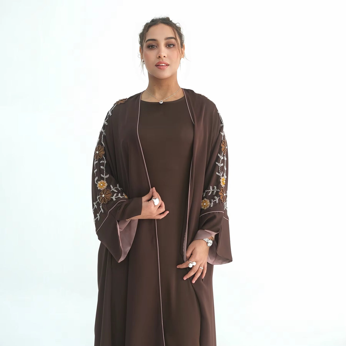 Open Front Abaya – Women Modest Dress | Beaded Detail