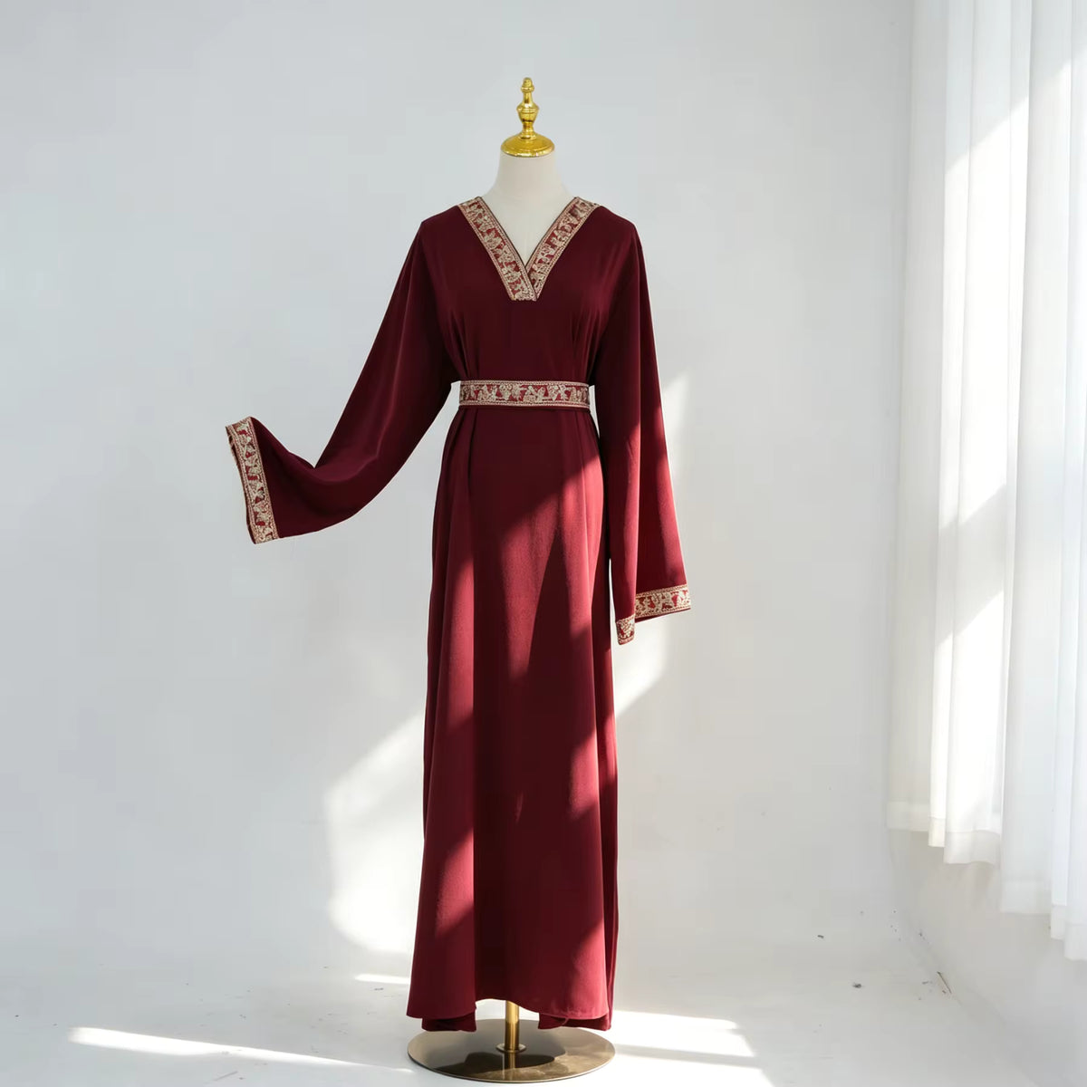 Laya Embroidered Belted Abaya Gown