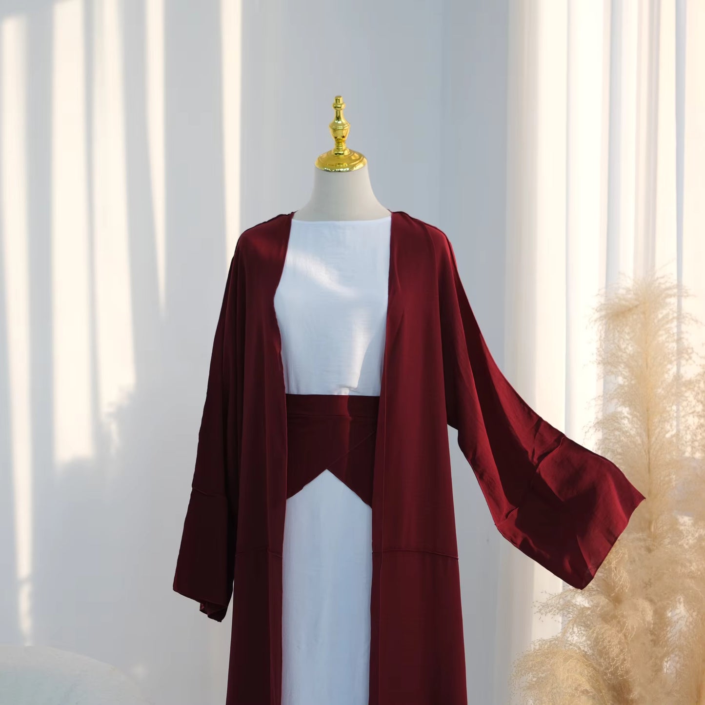 2-Piece Open Abaya Set – Daily Wear Muslim Dress with Wrap