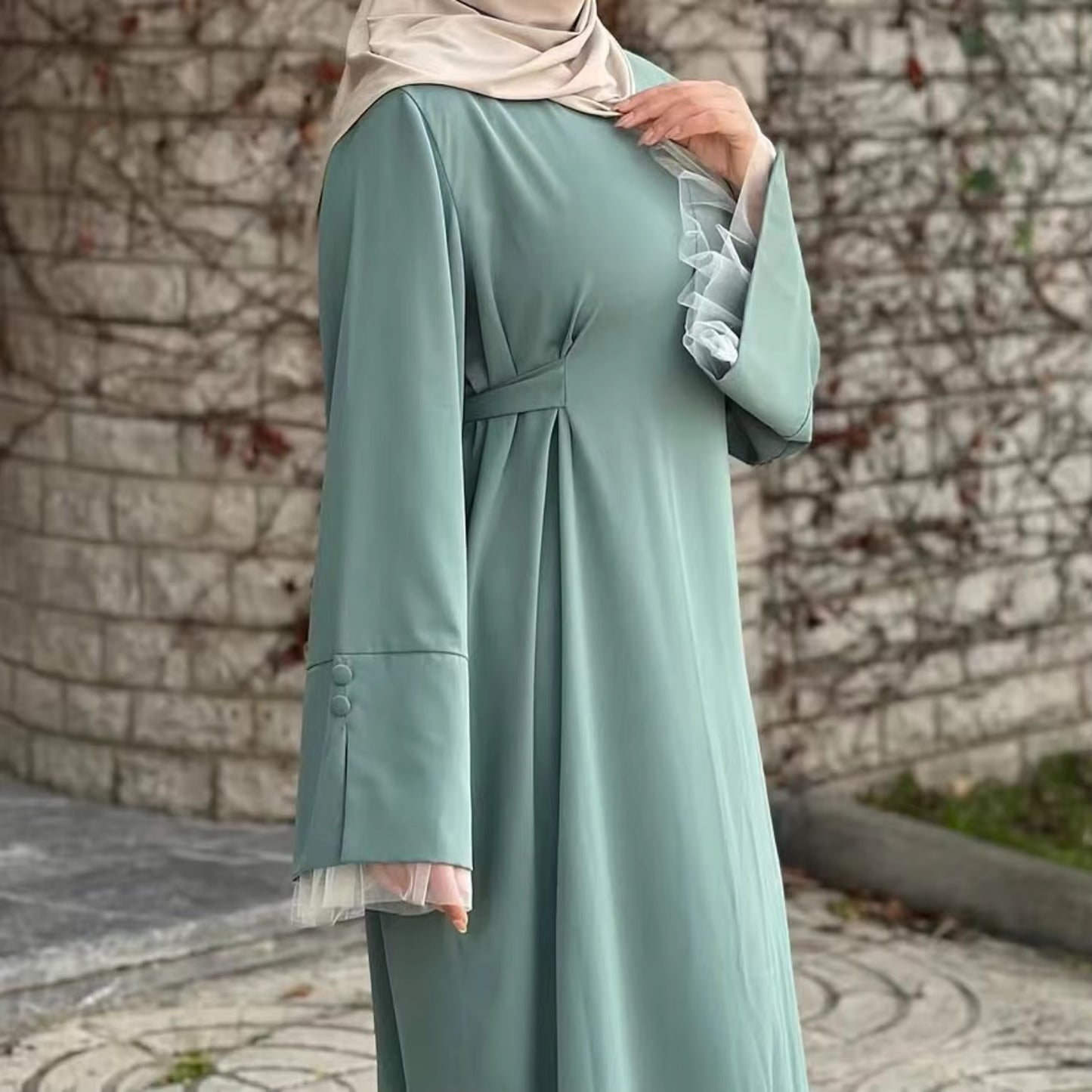 Side Tie Closed Abaya for Women – Solid Color Modest Muslim Dress