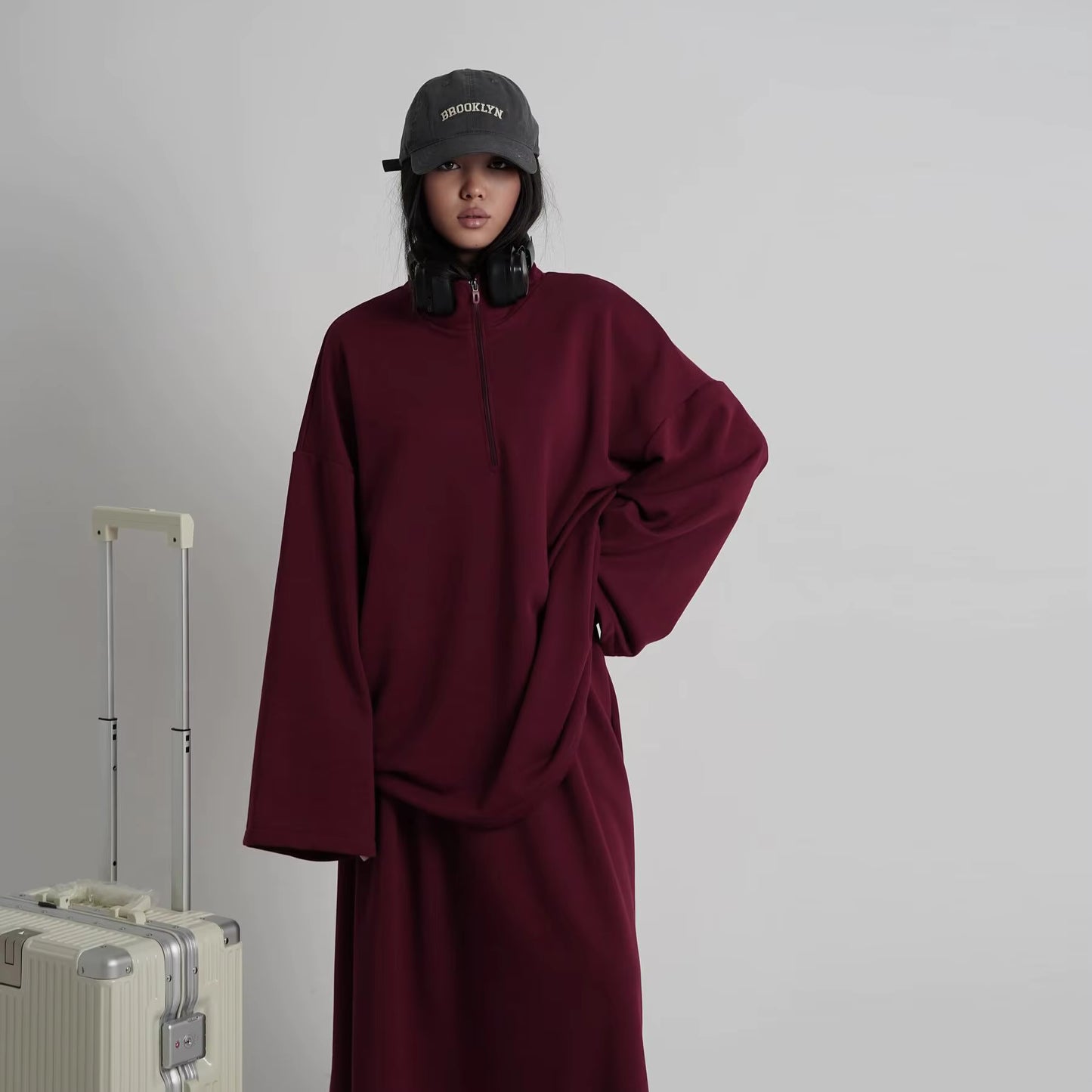 Fashion 2 Piece Abaya Set for Women – Long Sleeve Top & Skirt Co-Ord