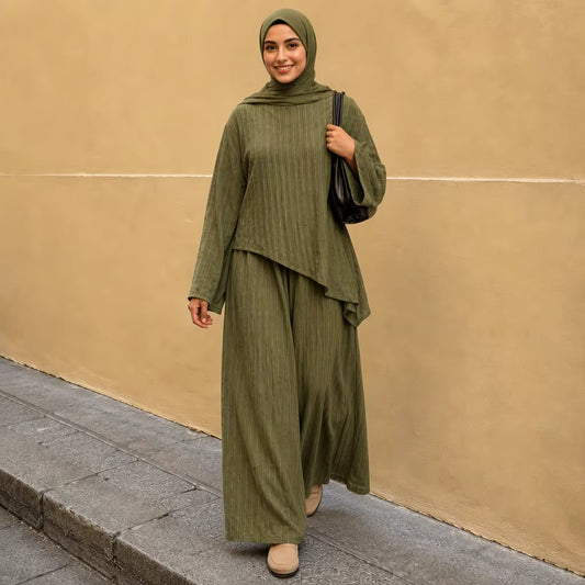 Hana Striped Linen-Blend Two-Piece Set