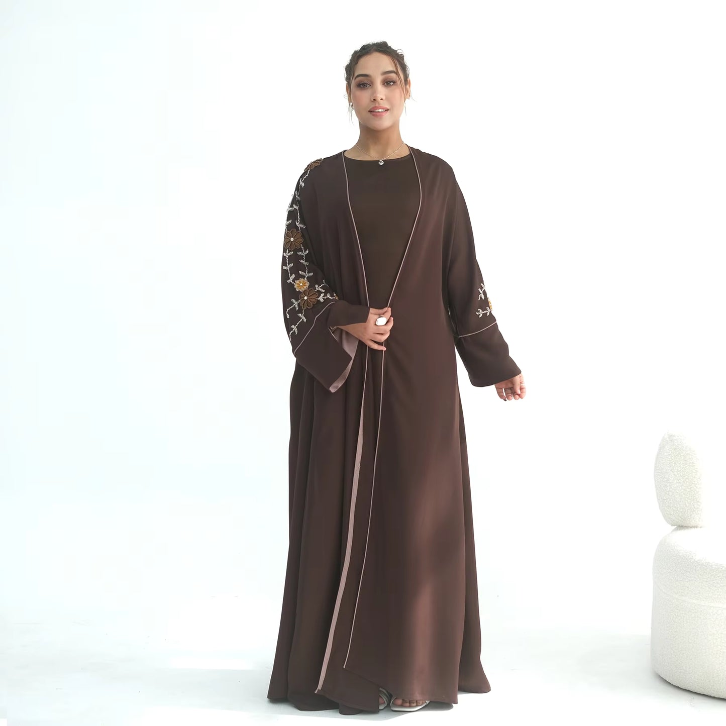 Open Front Abaya – Women Modest Dress | Beaded Detail