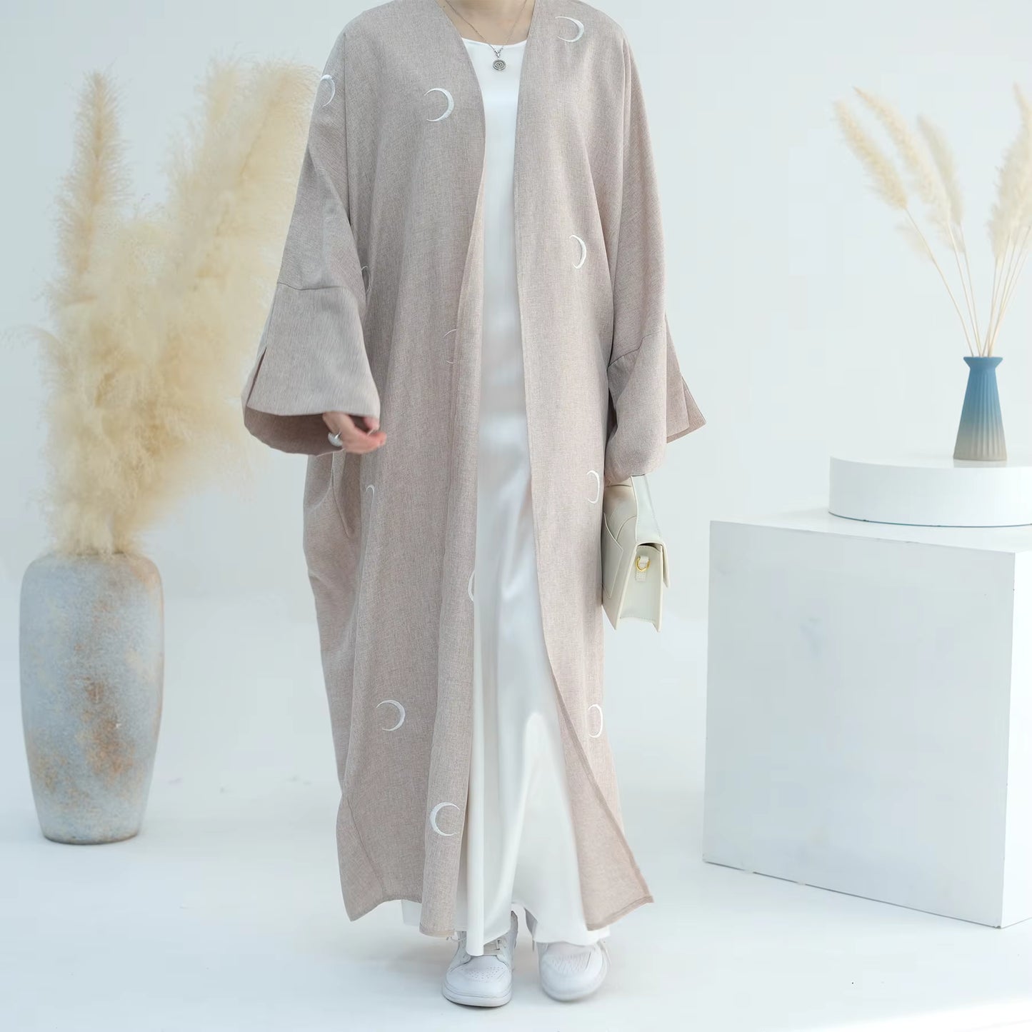 Moon Embroidered Open Abaya