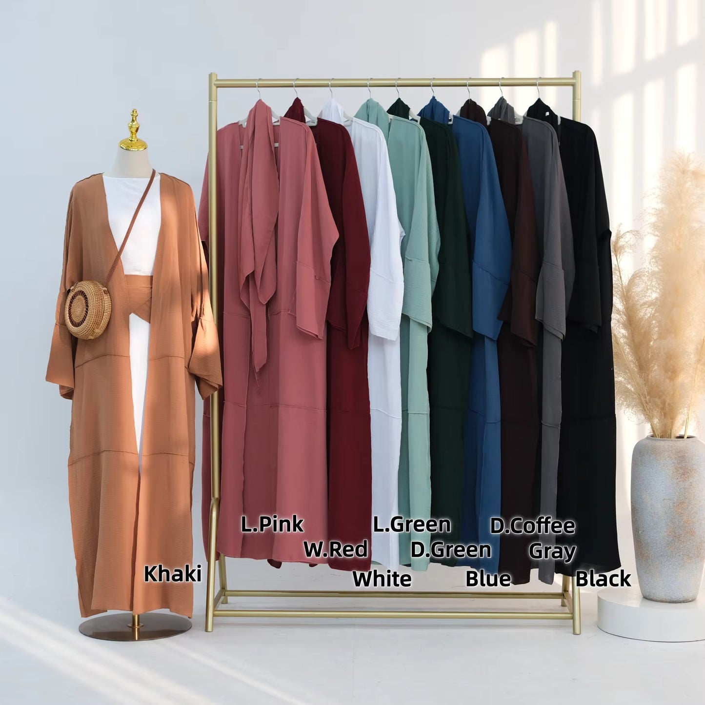2-Piece Open Abaya Set – Daily Wear Muslim Dress with Wrap