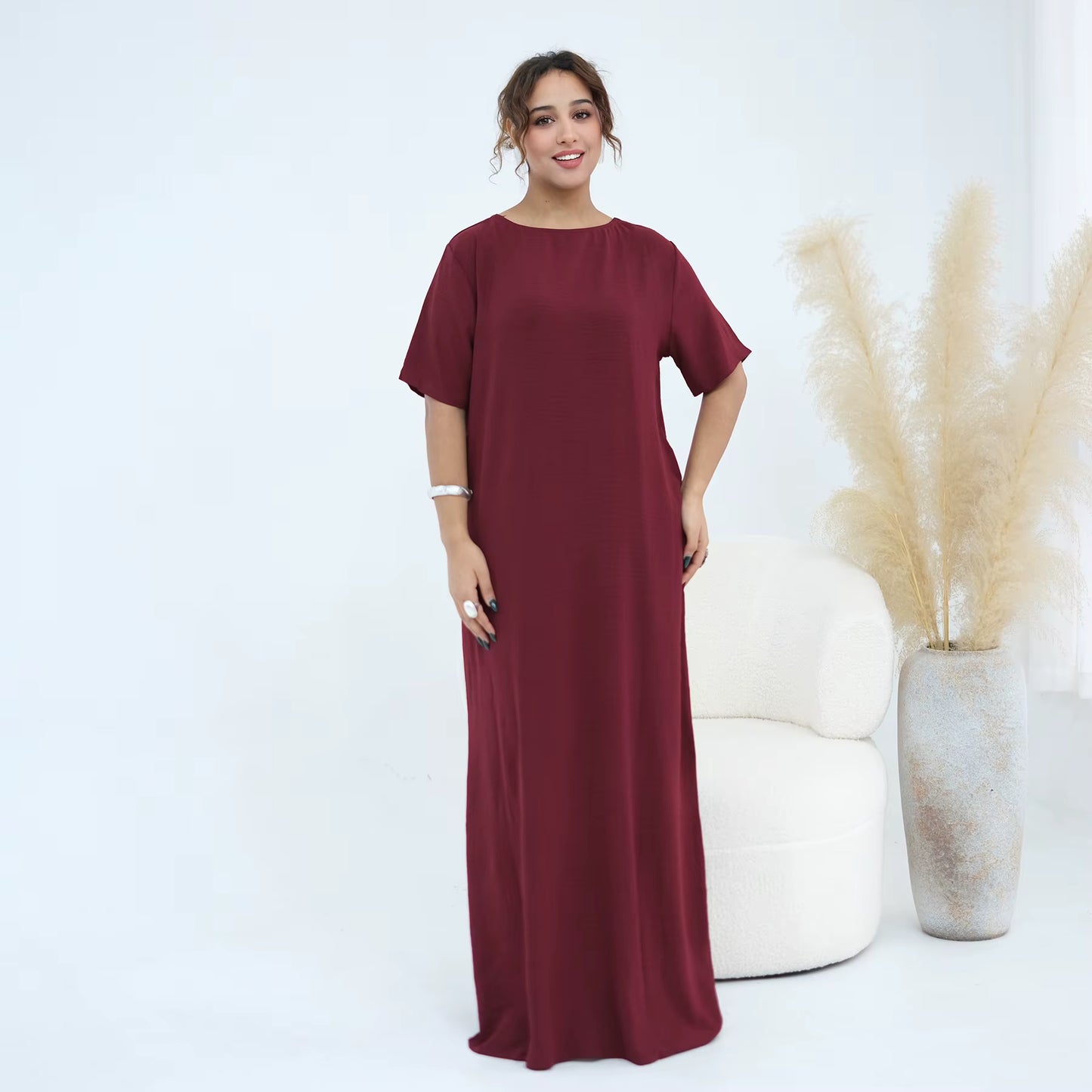Solid Color Crepe Inner Slip Dress – Modest Layering Essential