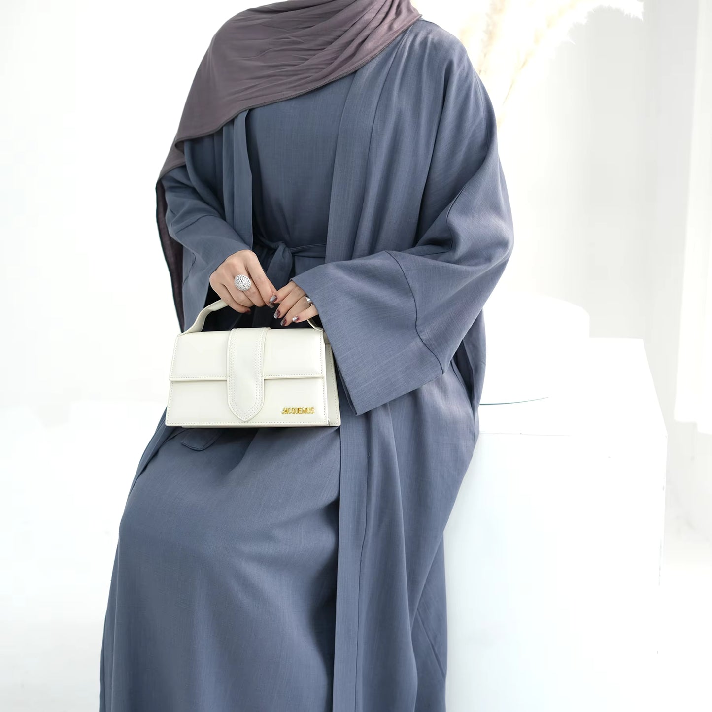 Linen Abaya Set for Women – Breathable 2-Piece Muslim Dress