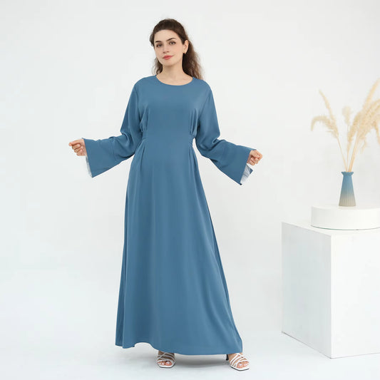 Side Tie Closed Abaya for Women – Solid Color Modest Muslim Dress