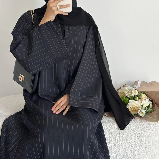 New Arrival Dubai Style Striped Closed Abaya