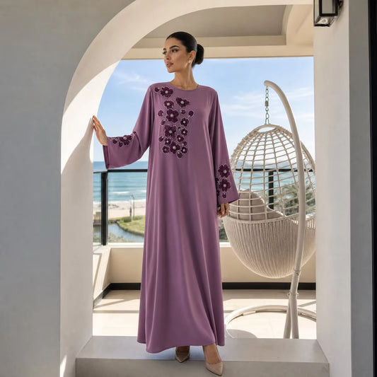 Amara Luxury Floral Beaded Applique Abaya
