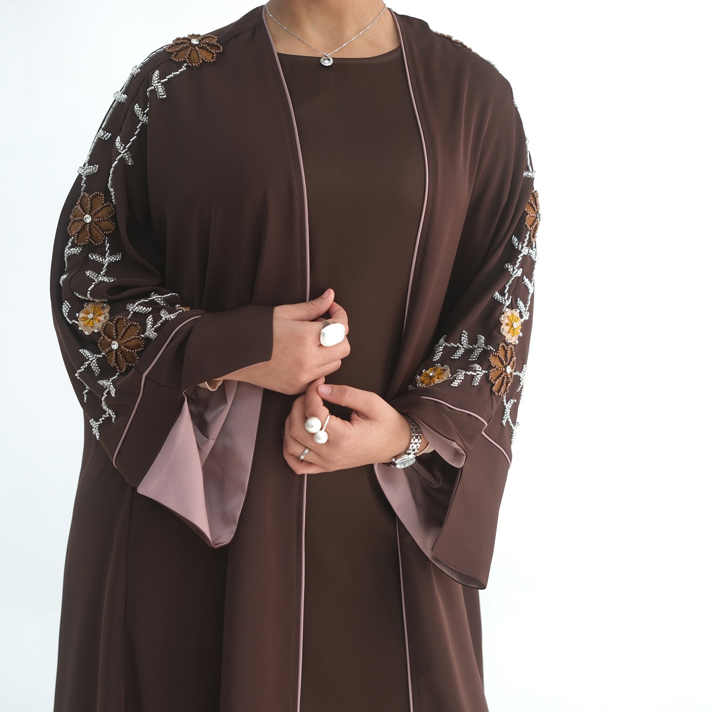 Open Front Abaya – Women Modest Dress | Beaded Detail