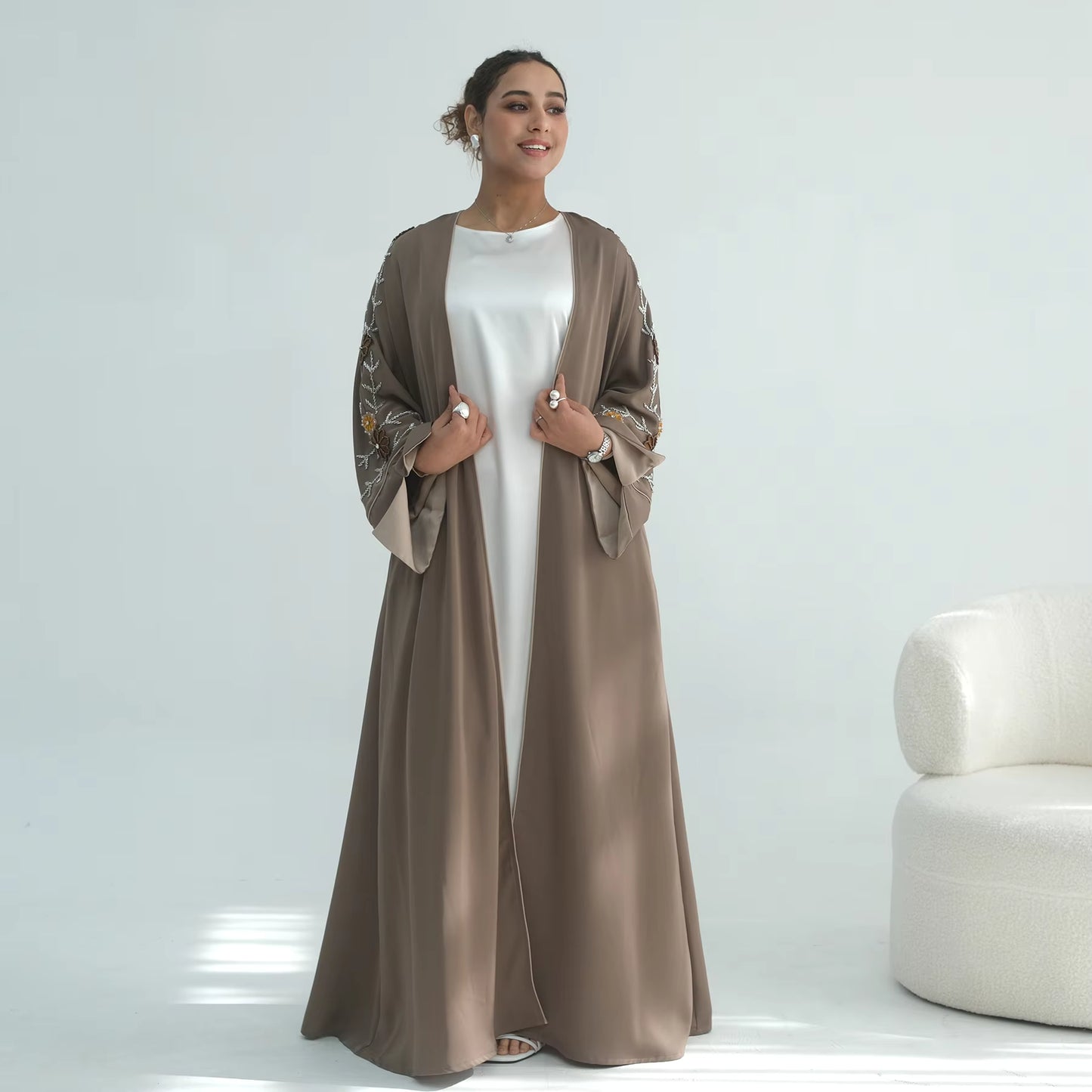 Open Front Abaya – Women Modest Dress | Beaded Detail