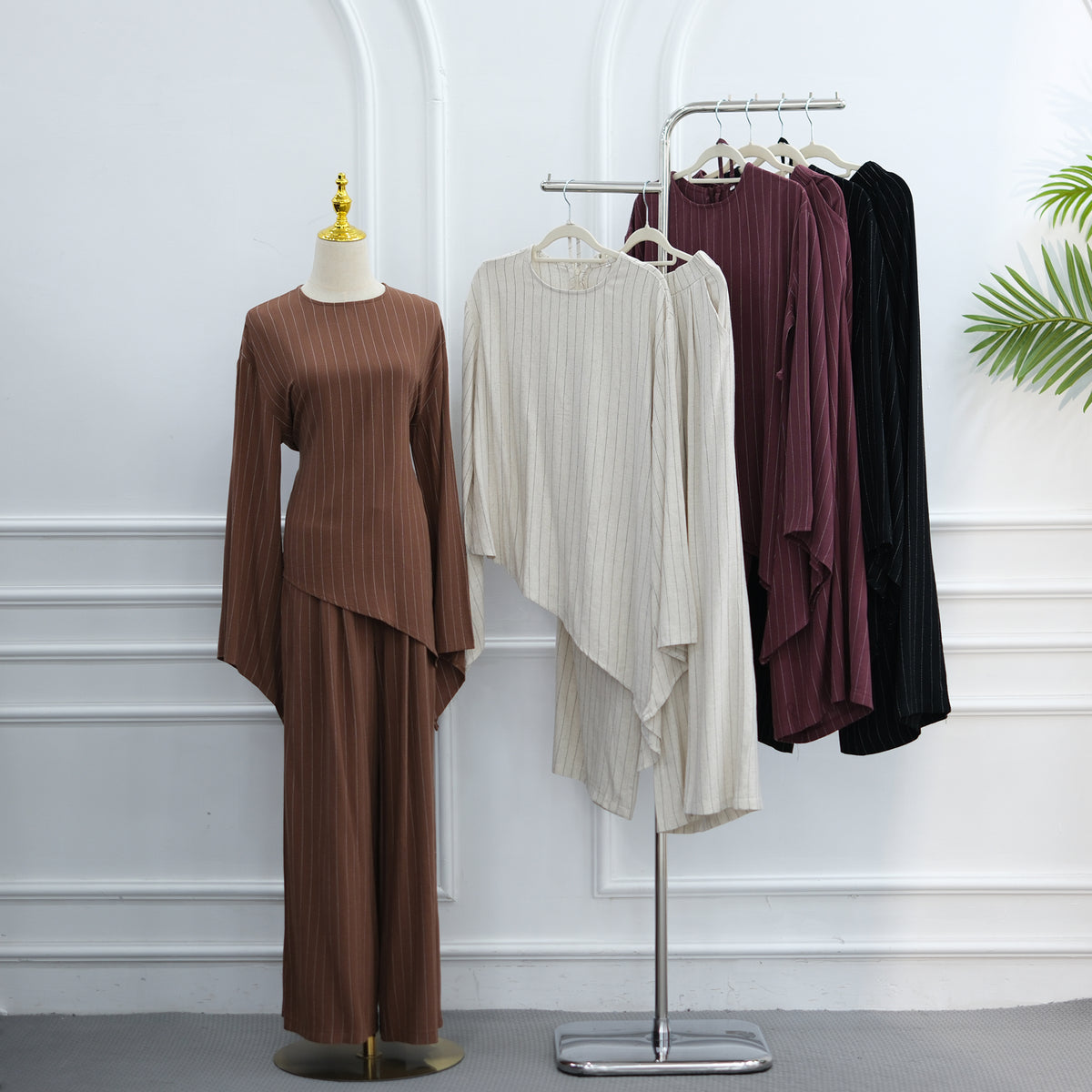 Hana Striped Linen-Blend Two-Piece Set