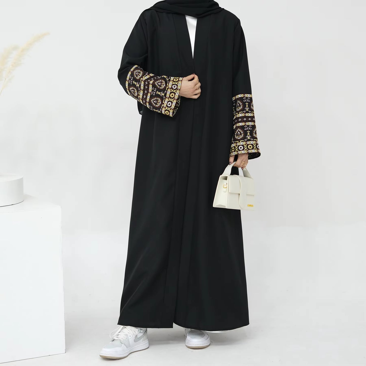 Open Front Embroidered Abaya – Women’s Modest Kimono