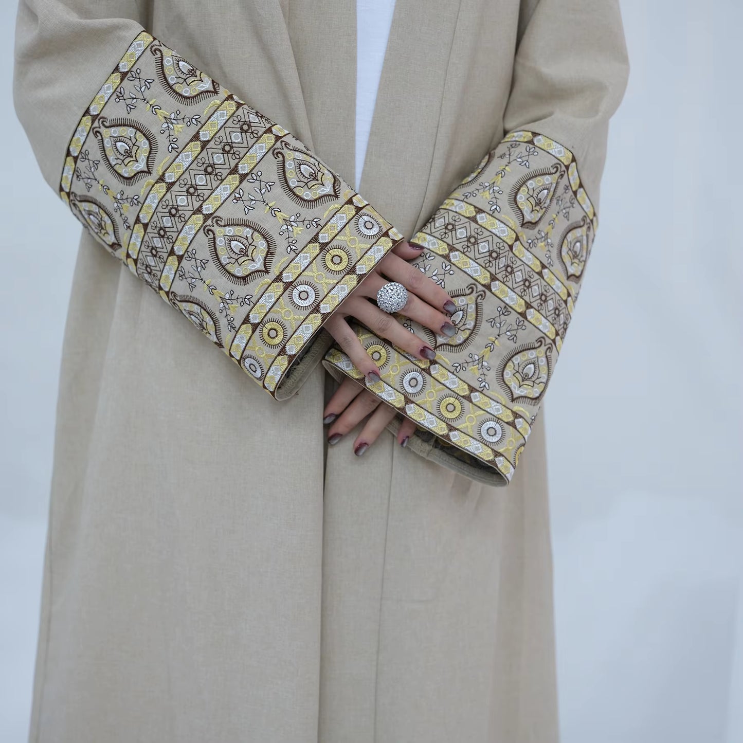 Open Front Embroidered Abaya – Women’s Modest Kimono
