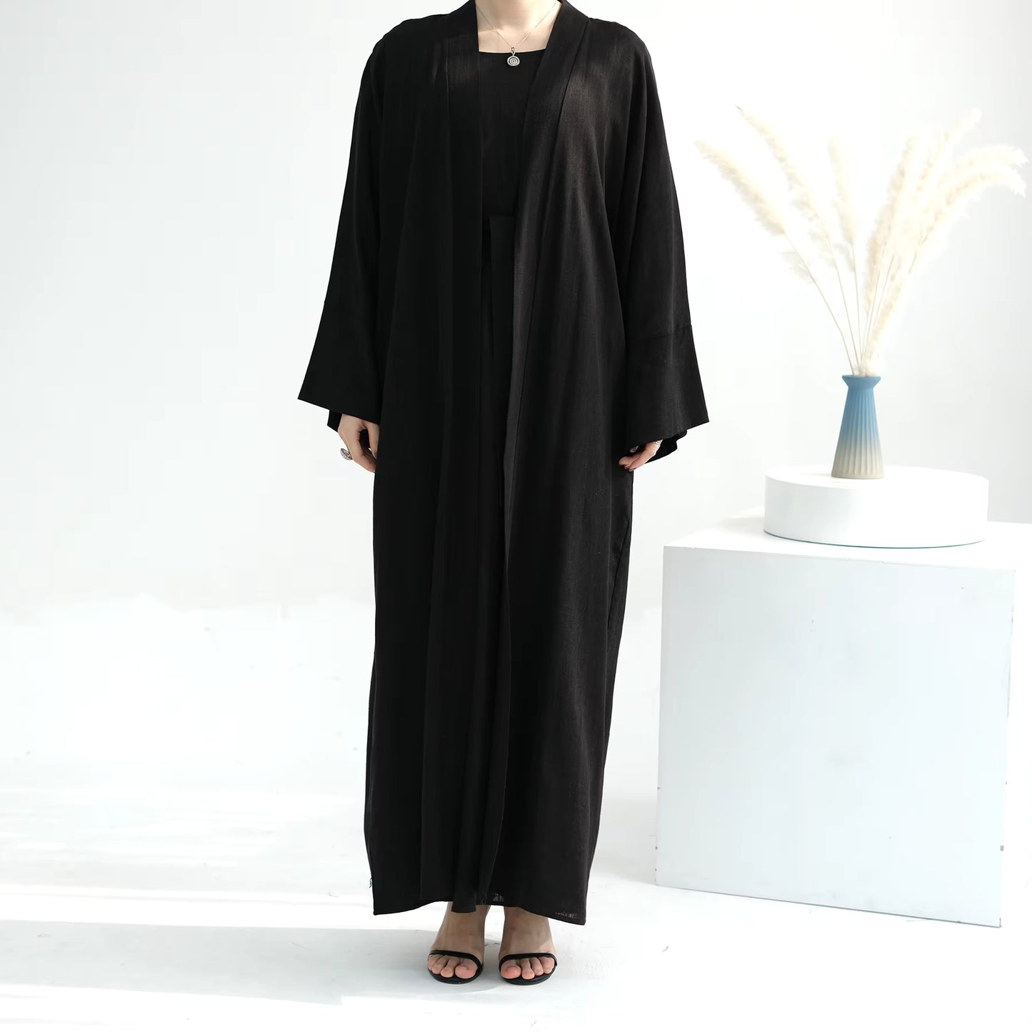 Linen Abaya Set for Women – Breathable 2-Piece Muslim Dress