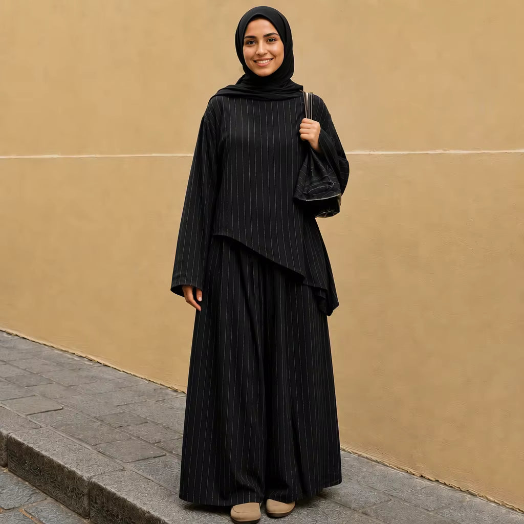 Hana Striped Linen-Blend Two-Piece Set