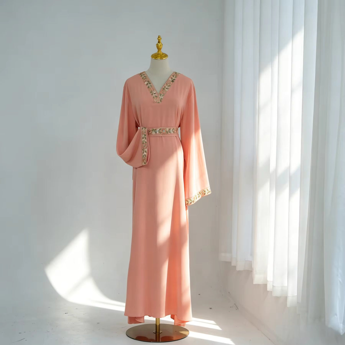 Laya Embroidered Belted Abaya Gown
