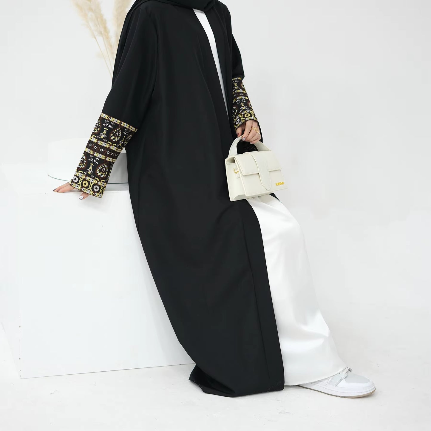 Open Front Embroidered Abaya – Women’s Modest Kimono